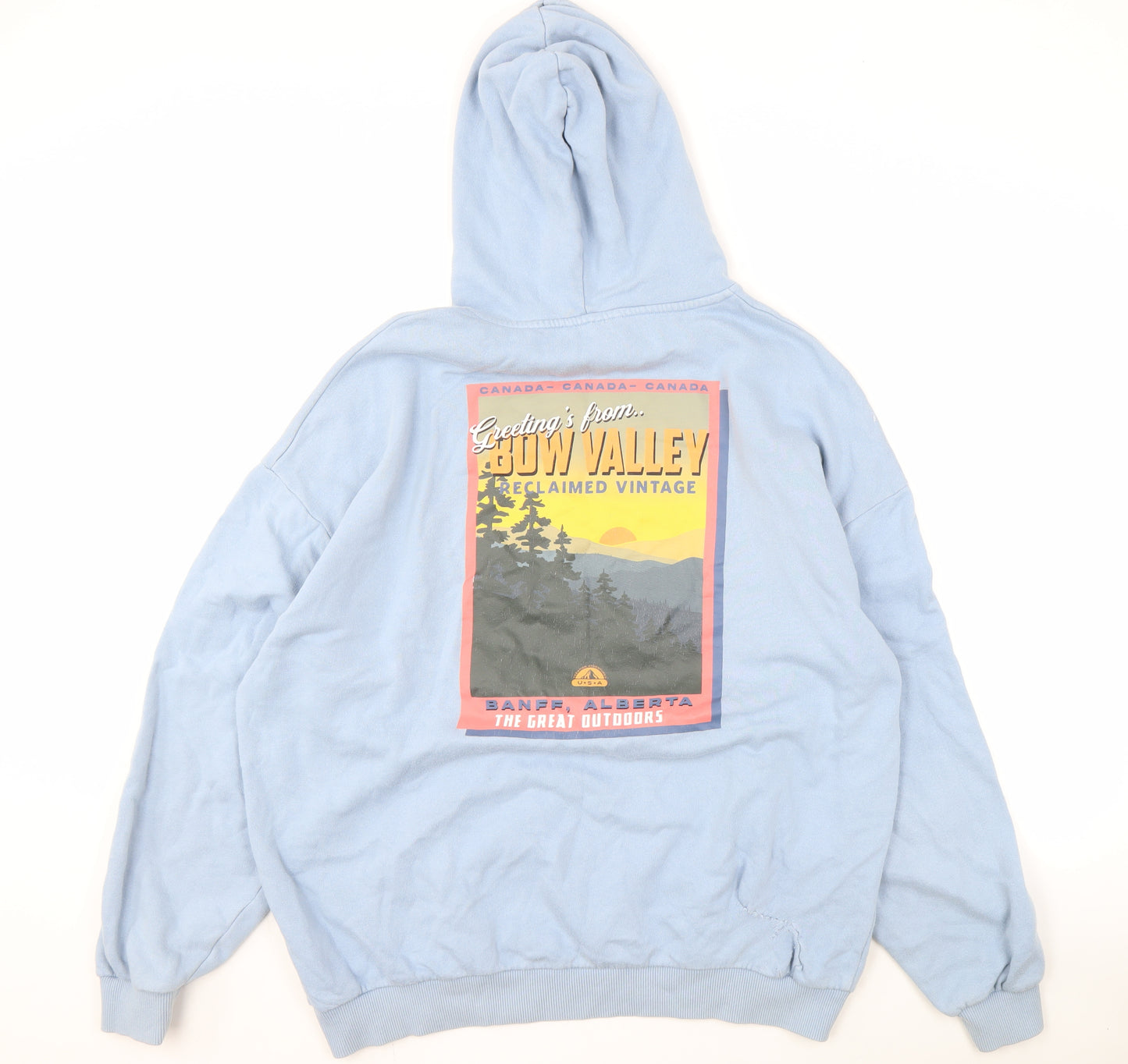 Reclaimed Vintage Unisex Blue Hoodie L Pullover Graphic