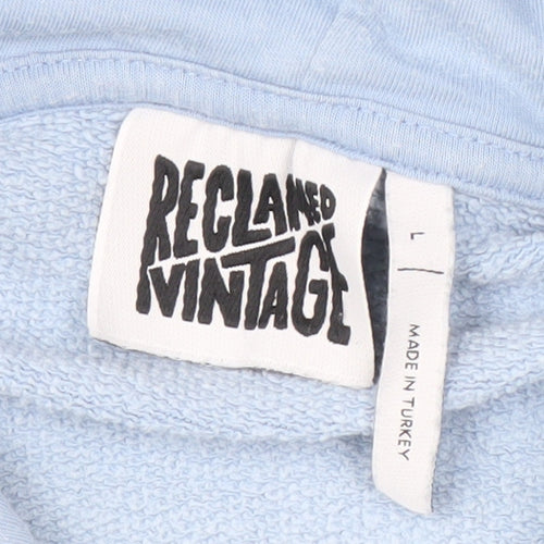Reclaimed Vintage Unisex Blue Hoodie L Pullover Graphic