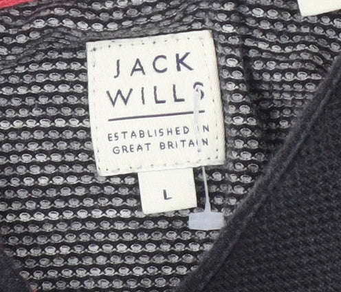 Jack Wills Men's Grey Polo Shirt Size L