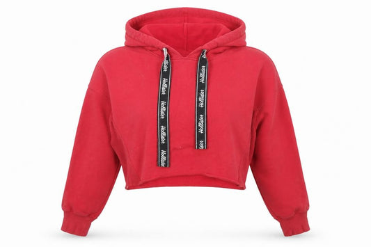 Front view of Hollister Women's Red Pullover Hoodie, size L