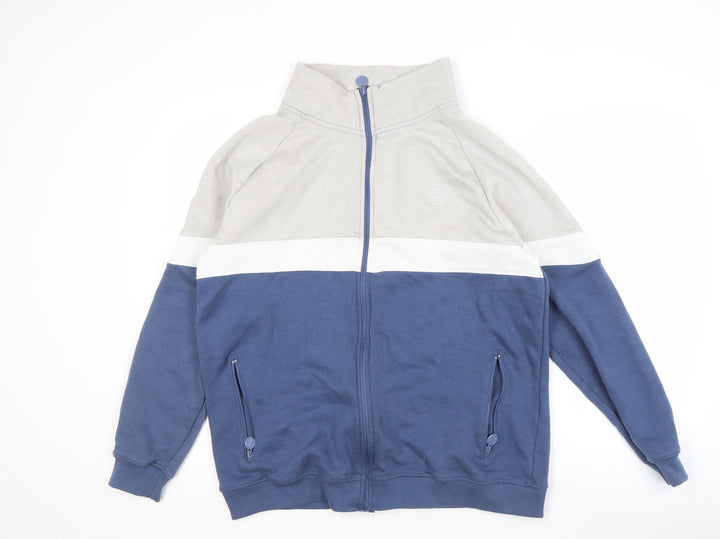 Soul Star Men's Blue Track Jacket in L Colourblock Style