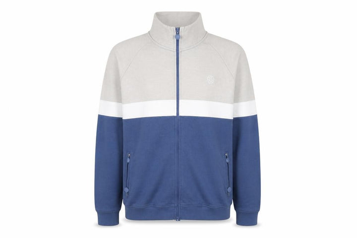 Front view of Soul Star Men's Blue Track Jacket in L Colourblock Style