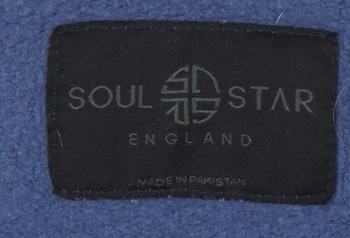 Soul Star Men's Blue Track Jacket in L Colourblock Style