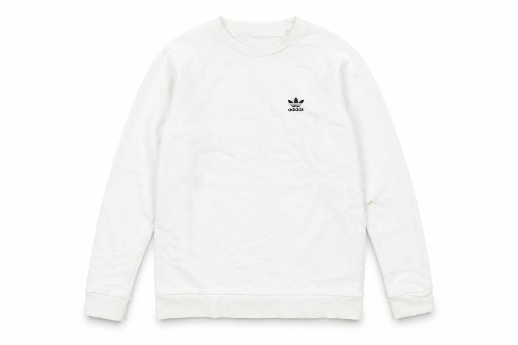 Front view of Adidas Men's White Pullover Sweatshirt S