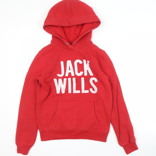 Jack Wills Unisex Red Logo Pullover Hoodie S