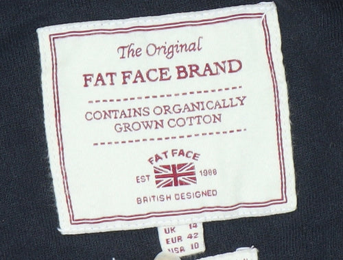 Fat Face Women's Black Hoodie, Full Zip, Size 14, Casual