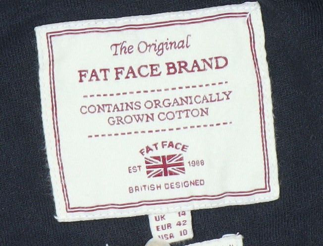 Fat Face Women's Black Hoodie, Full Zip, Size 14, Casual