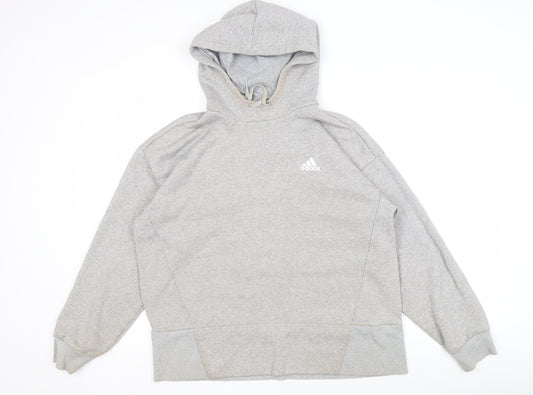 Front view of Adidas Women's Grey Cotton Hoodie, size S, Regular