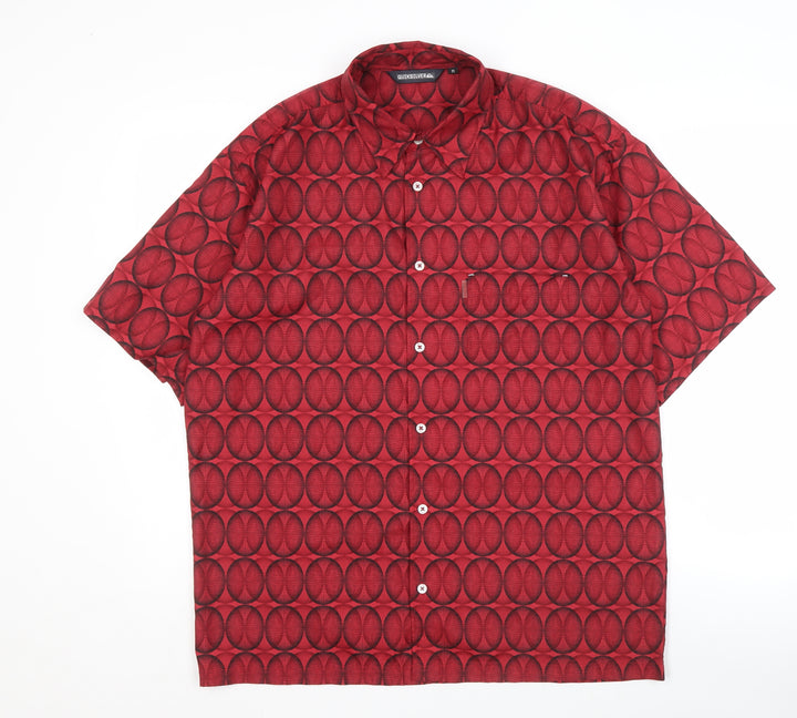 Quiksilver Men's Red Geometric Short Sleeve Shirt M