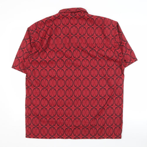 Quiksilver Men's Red Geometric Short Sleeve Shirt M