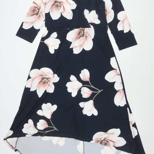 BODYFLIRT Women’s Blue Floral Wrap Dress Size 12