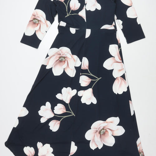 BODYFLIRT Women’s Blue Floral Wrap Dress Size 12