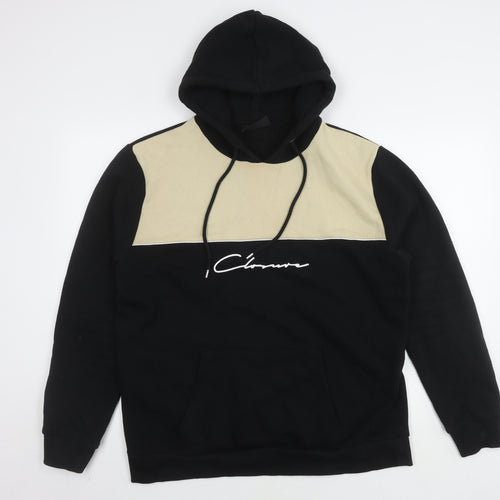Closure London Men's Black Beige Logo Hoodie L