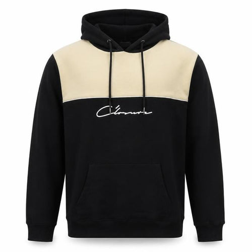 Closure London Men's Black Beige Logo Hoodie L