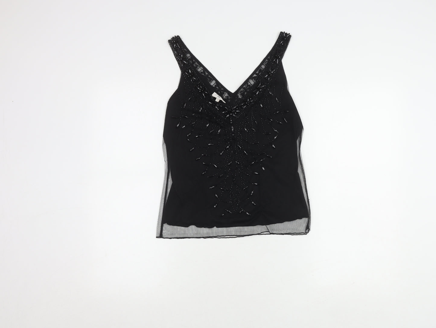 CC Women's Black Beaded Camisole Tank, Size S