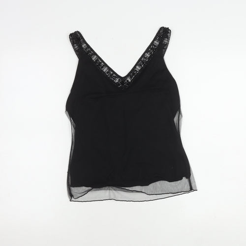 CC Women's Black Beaded Camisole Tank, Size S