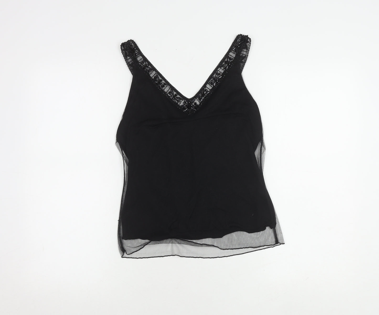 CC Women's Black Beaded Camisole Tank, Size S