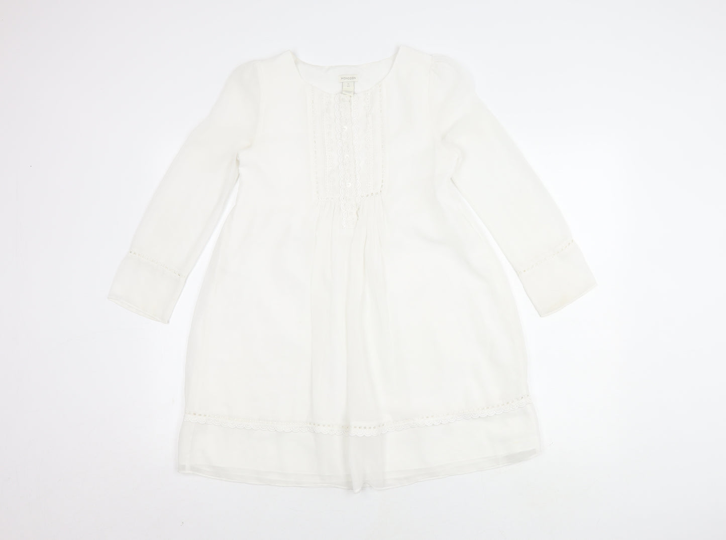 Monsoon Girls Ivory Long Sleeve Dress 11 Years