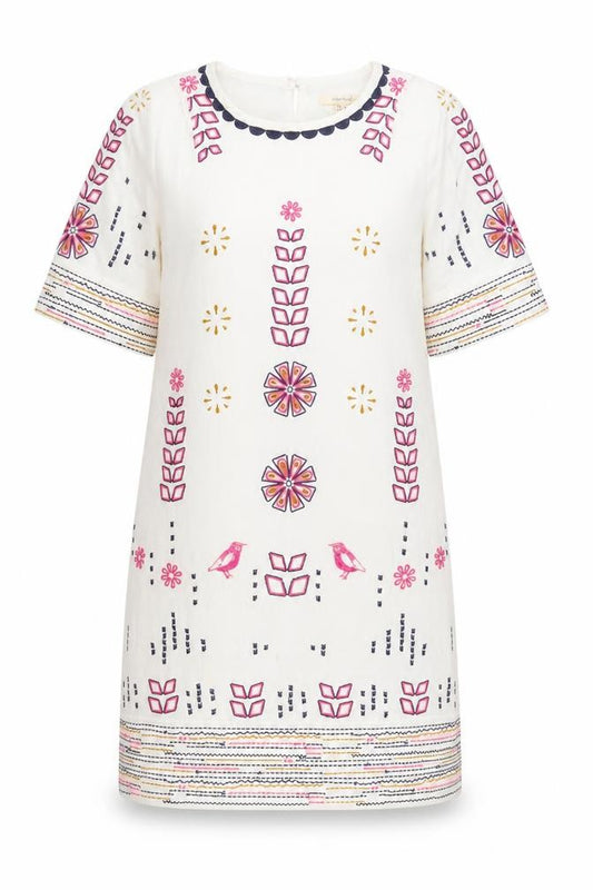 Front view of White Stuff Women's Multicoloured Dress, size 8, Embroidered