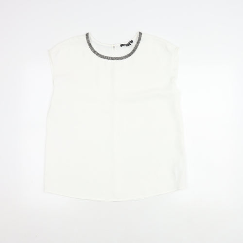 Hilary Radley Women's White Sleeveless Blouse M