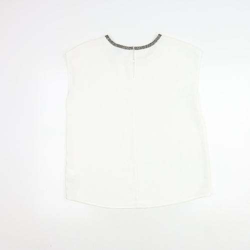 Hilary Radley Women's White Sleeveless Blouse M