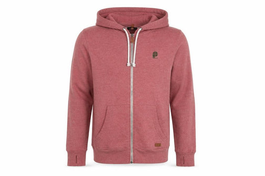 Front view of Protest Men's Red Full Zip Hooded Jacket, size M