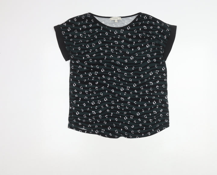 Oasis Women's Black Tunic T-Shirt, M, Animal Print