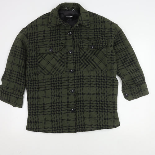 Pull & Bear Women's Green Check Jacket, Size S, Casual Wear