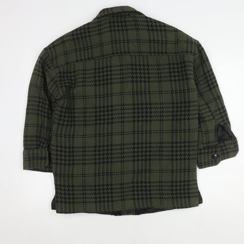 Pull & Bear Women's Green Check Jacket, Size S, Casual Wear