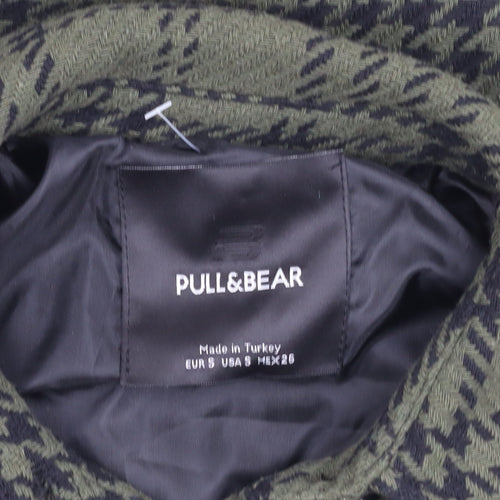 Pull & Bear Women's Green Check Jacket, Size S, Casual Wear