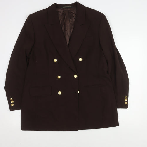 Marks and Spencer Women's Brown Wool Blazer, Size 18, Vintage