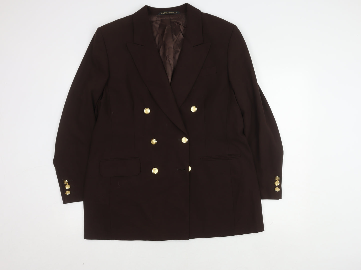 Marks and Spencer Women's Brown Wool Blazer, Size 18, Vintage