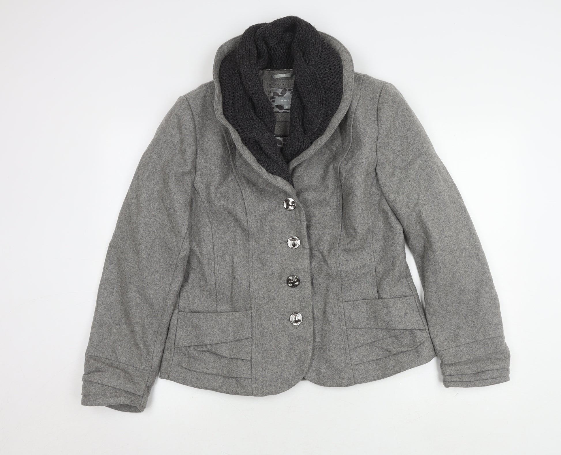 Per Una Women's Grey Wool Blend Coat Size 16 – Preworn