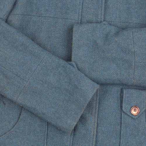 Topshop Women's Blue Wool Blend Mid-Length Coat