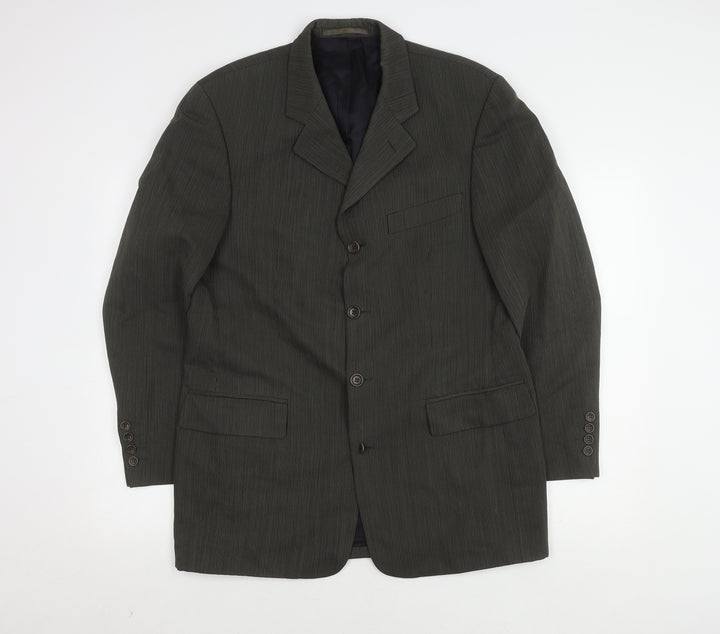 Van Gils Grey Men's Blazer 40R, Wool, Stripe Pattern