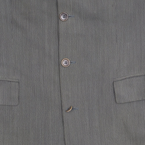 Van Gils Grey Men's Blazer 40R, Wool, Stripe Pattern