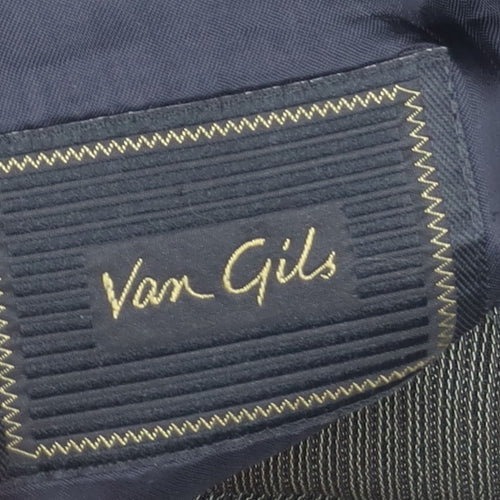 Van Gils Grey Men's Blazer 40R, Wool, Stripe Pattern