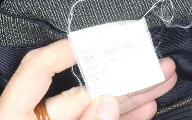 Van Gils Grey Men's Blazer 40R, Wool, Stripe Pattern