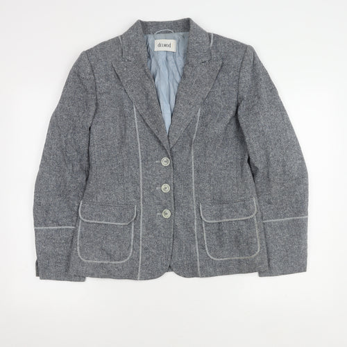 Delmod Women's Grey Blazer, Size 12, Classic Fit