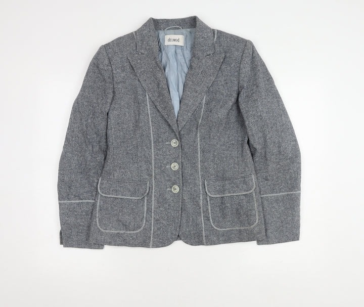 Delmod Women's Grey Blazer, Size 12, Classic Fit