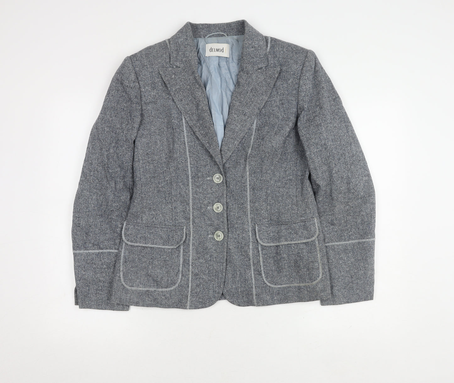Delmod Women's Grey Blazer, Size 12, Classic Fit