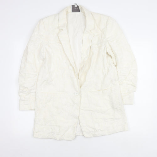 Joie Women's White Blazer, Size 8, Lined Notch Lapel