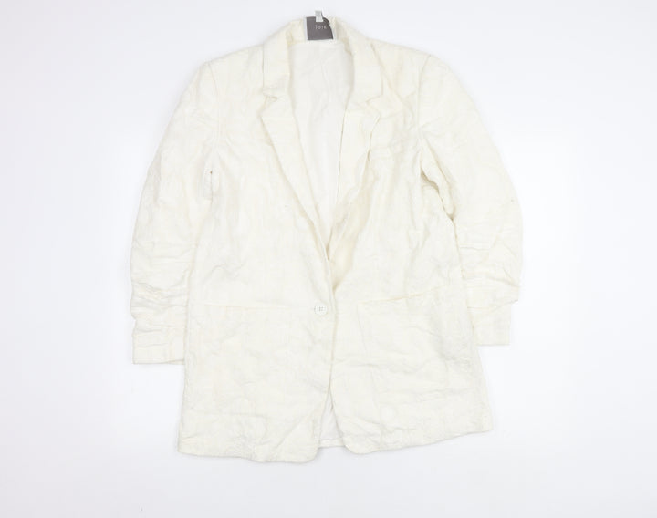 Joie Women's White Blazer, Size 8, Lined Notch Lapel