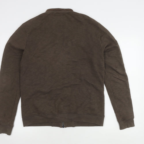 AllSaints Men's Brown Bomber Jacket Medium Cotton