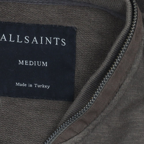 AllSaints Men's Brown Bomber Jacket Medium Cotton