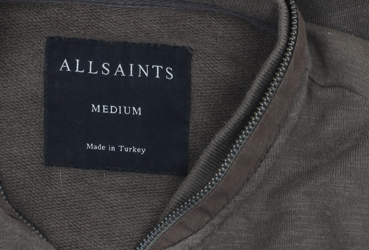 AllSaints Men's Brown Bomber Jacket Medium Cotton