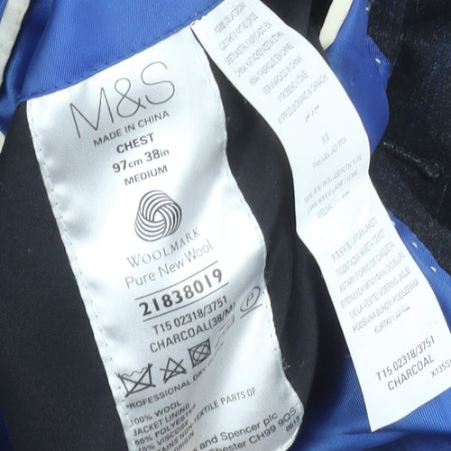 Marks and Spencer Grey Striped Suit Jacket, Men, Size 38R