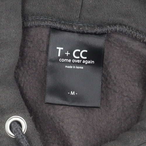 T + CC Men's Grey Pullover Hoodie M Hooded Logo
