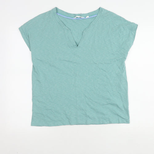 White Stuff Women's Green Striped T-Shirt Size 14