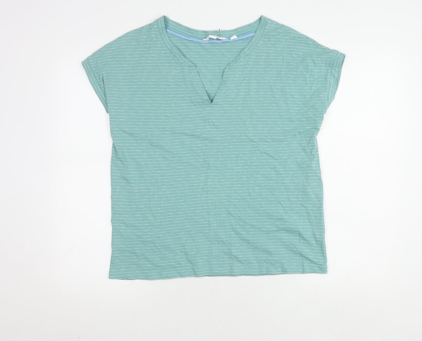 White Stuff Women's Green Striped T-Shirt Size 14